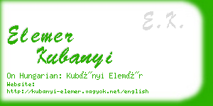 elemer kubanyi business card